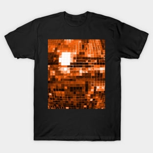 Orange Mirrored Disco Ball Pattern T-Shirt